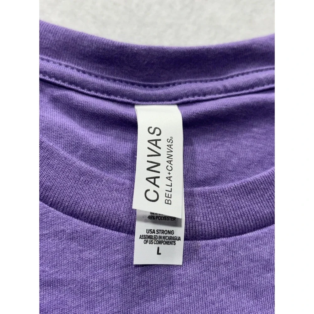 Bella + Canvas 3001 Mens Large Purple Crew Neck Short Sleeve Basic Tee Shirt
